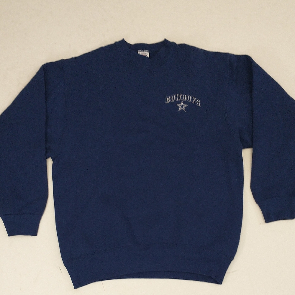 Vintage Cowboys Sweatshirt Dark Blue White Embroidery with Star USA Made BVD Lg